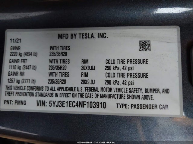 2022 TESLA MODEL 3 5YJ3E1EC4NF103910 Photo 8