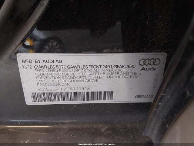 2012 AUDI A4 WAUSFAFL2CA111918 Photo 8