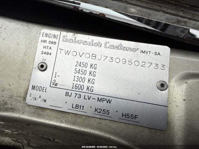 1989 Toyota Land Cruiser მანქანა იყიდება აუქციონზე, vin: TW0V0BJ7309502733, აუქციონის ნომერი: 44456858