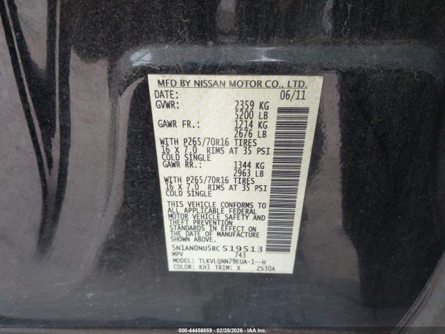 2011 NISSAN XTERRA 5N1AN0NU5BC519513 Photo 8