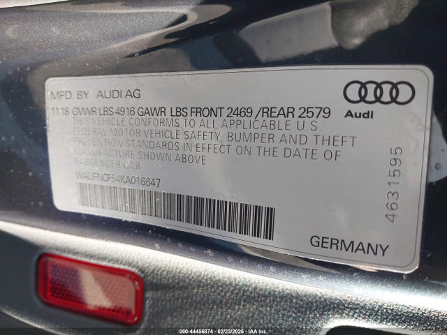 Продаж на аукціоні авто 2019 Audi A5 45 Premium, vin: WAUFNCF54KA016647, номер лоту: 44456874