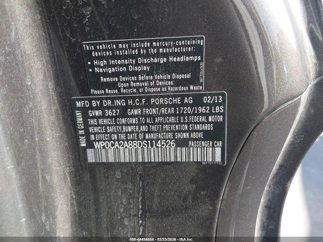 2013 PORSCHE BOXSTER WP0CA2A88DS114526 Photo 8