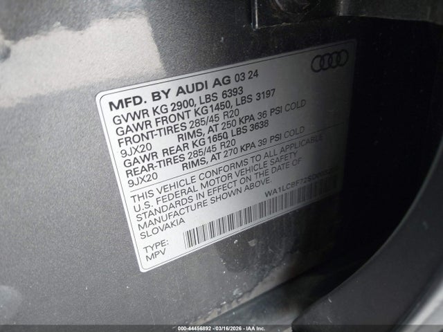 Продажа на аукционе авто 2025 Audi Q7 Premium Plus 45 Tfsi Quattro Tiptronic, vin: WA1LCBF72SD003203, номер лота: 44456892