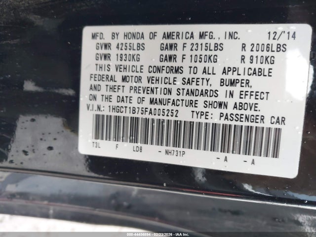 Honda ACCORD EX 2015 1HGCT1B75FA005252 Image 9