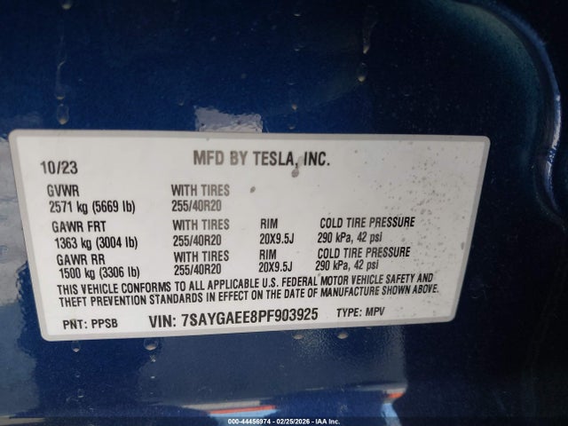 Aukcja sprzedaży 2023 Tesla Model Y Awd/long Range Dual Motor All-wheel Drive, vin: 7SAYGAEE8PF903925, numer aukcji: 44456974