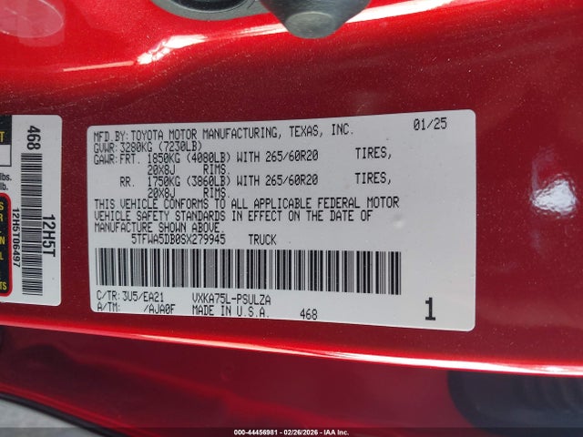 5TFWA5DB0SX279945 Toyota Tundra Limited