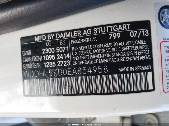 2014 Mercedes-benz E 350 მანქანა იყიდება აუქციონზე, vin: WDDHF5KB0EA854958, აუქციონის ნომერი: 44456984