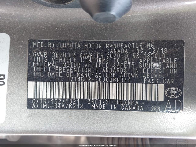 Toyota COROLLA LE 2018 2T1BURHE0JC068341 Image 9