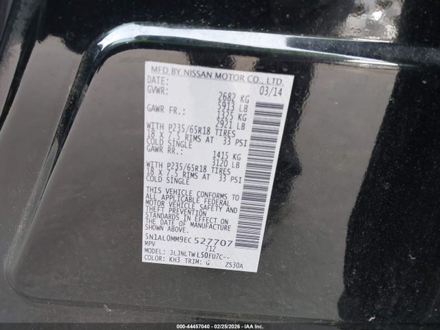 Aukcja sprzedaży 2014 Infiniti Qx60, vin: 5N1AL0MM9EC527707, numer aukcji: 44457040