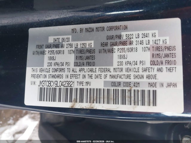 JM3TCBCY9L0423821 Mazda Cx-9 Touring