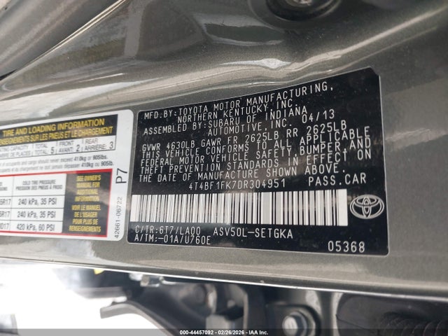 Продажа на аукционе авто 2013 Toyota Camry Xle, vin: 4T4BF1FK7DR304951, номер лота: 44457092