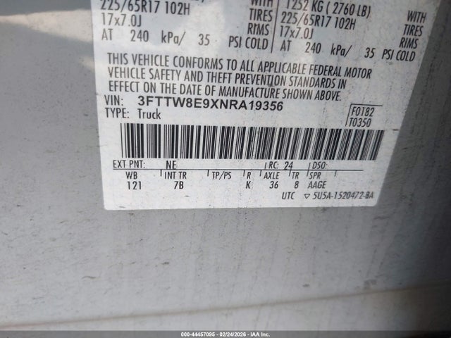Продаж на аукціоні авто 2022 Ford Maverick Xlt, vin: 3FTTW8E9XNRA19356, номер лоту: 44457095