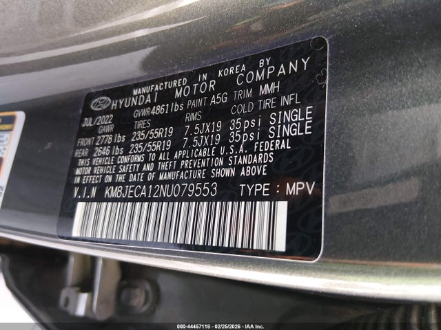 KM8JECA12NU079553 Hyundai Tucson Hybrid Limited