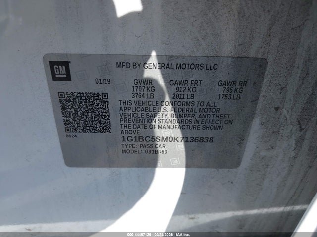 1G1BC5SM0K7136838 Chevrolet CRUZE LS