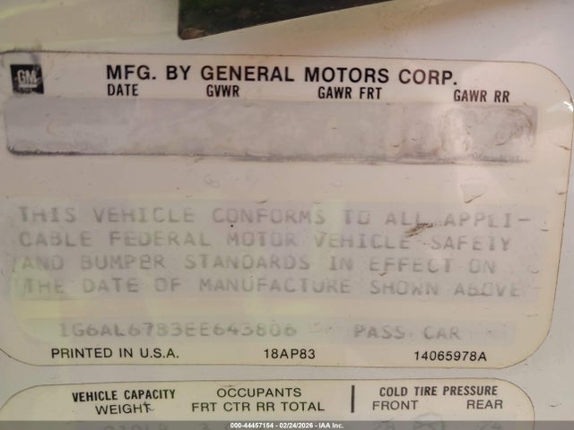 Продажа на аукционе авто 1984 Cadillac Eldorado Biarritz, vin: 1G6AL6783EE643806, номер лота: 44457154