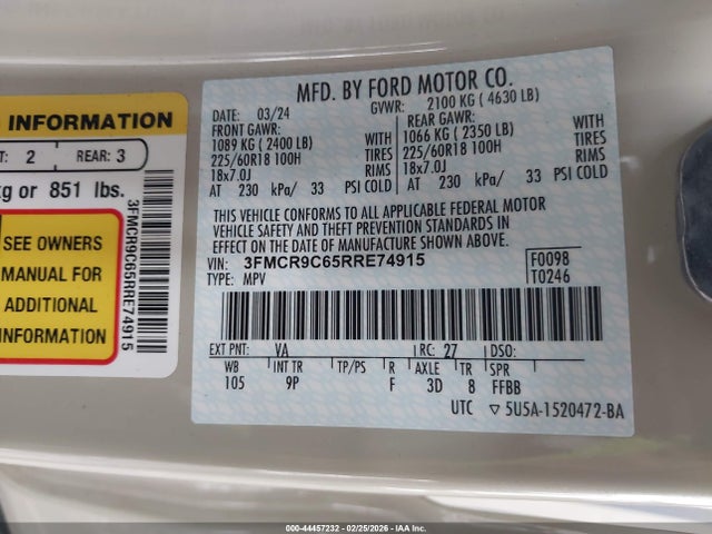 2024 FORD BRONCO SPORT 3FMCR9C65RRE74915 Photo 8