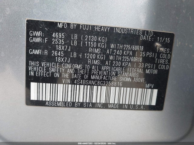 4S4BSANC8G3258816 Subaru Outback 2.5i Limited