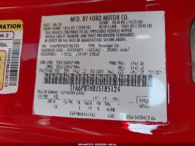 Ford Mustang Ecoboost 2018 1FA6P8TH8J5185124 Image 9
