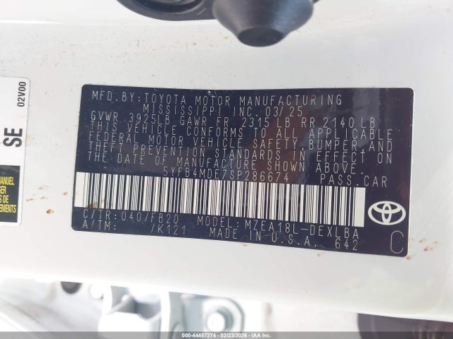 Toyota COROLLA LE 2025 5YFB4MDE7SP286674 Image 9