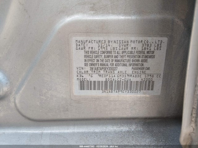 Продаж на аукціоні авто 2014 Nissan Sentra S, vin: 3N1AB7AP9EY330027, номер лоту: 44457282