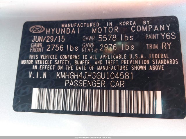 KMHGH4JH3GU104581 Hyundai Equus Signature