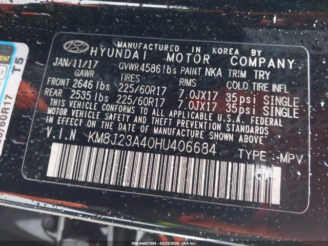 2017 HYUNDAI TUCSON KM8J23A40HU406684 Photo 8