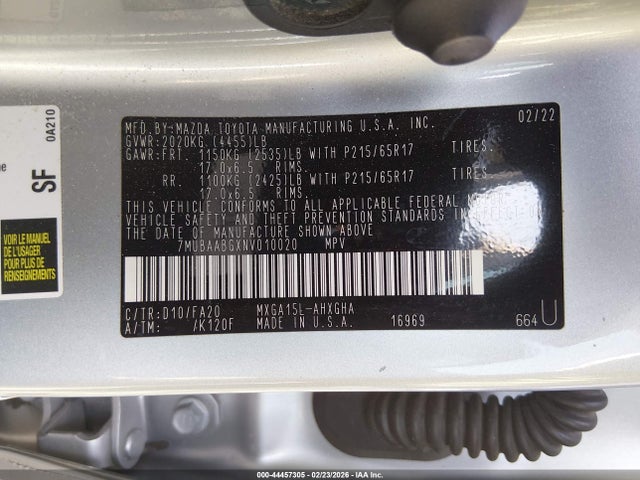 7MUBAABGXNV010020 Toyota Corolla Cross Le