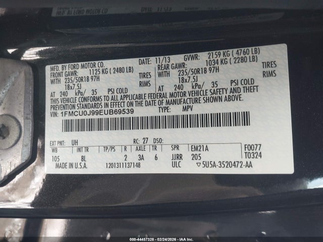1FMCU0J99EUB69539 Ford Escape Titanium