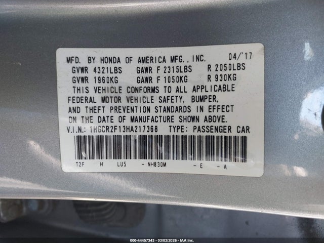1HGCR2F13HA217368 Honda Accord Sport Se