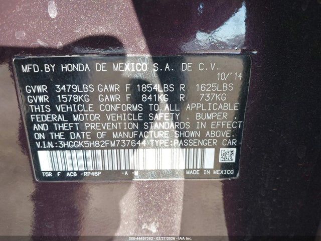 3HGGK5H82FM737644 Honda Fit Ex/ex-l