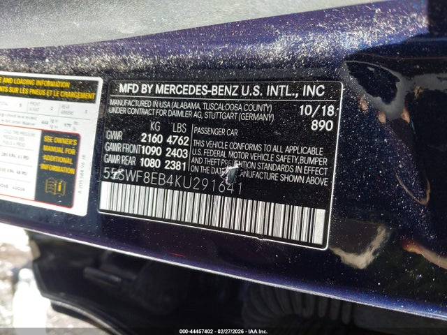 Продажа на аукционе авто 2019 Mercedes-benz C 300 4matic, vin: 55SWF8EB4KU291641, номер лота: 44457402