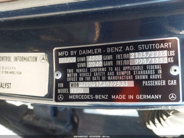 1984 MERCEDES-BENZ 300 WDBAB33A1EA069588 Photo 8
