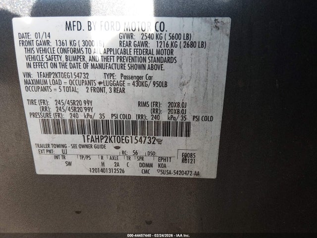 1FAHP2KT0EG154732 Ford TAURUS SHO