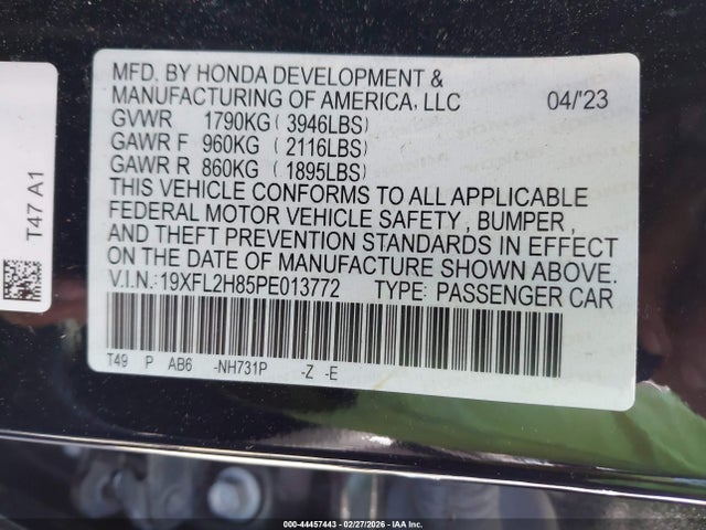 Honda Civic Sport 2023 19XFL2H85PE013772 Image 9