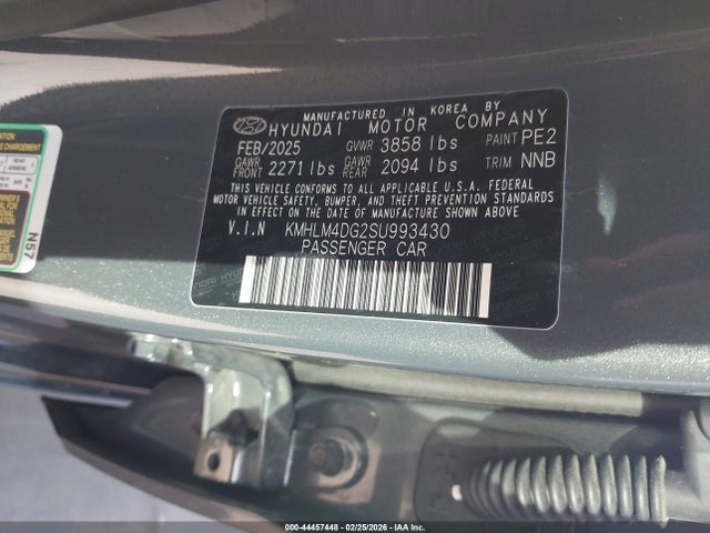 2025 Hyundai Elantra Sel Sport მანქანა იყიდება აუქციონზე, vin: KMHLM4DG2SU993430, აუქციონის ნომერი: 44457448