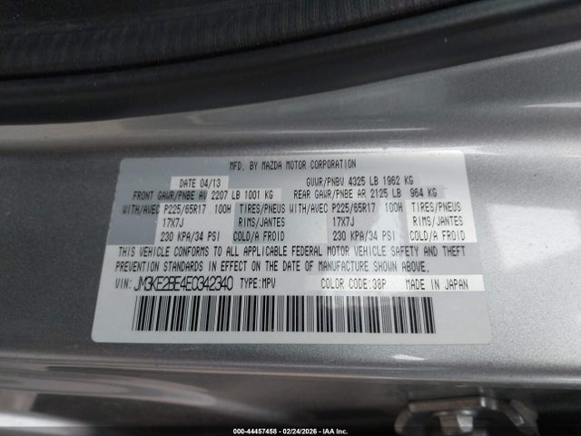 44457458 :رقم المزاد ، JM3KE2BE4E0342340 vin ، 2014 Mazda Cx-5 Sport مزاد بيع