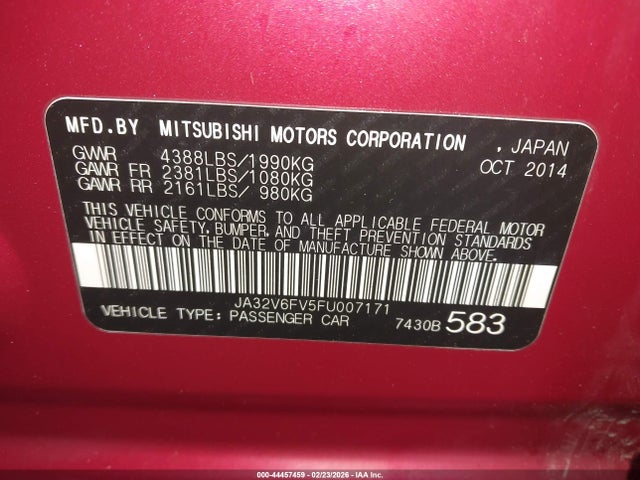 2015 MITSUBISHI LANCER JA32V6FV5FU007171 Photo 8