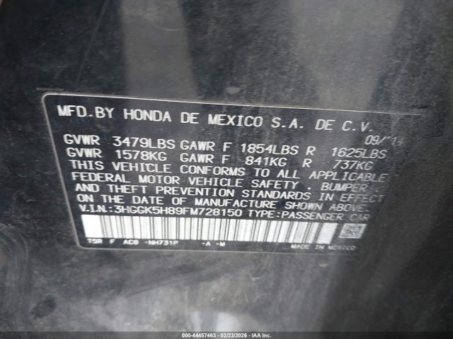 3HGGK5H89FM728150 Honda Fit Ex/ex-l
