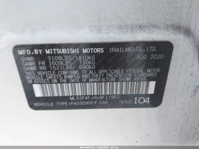 Продажа на аукционе авто 2020 Mitsubishi Mirage G4 Le/se, vin: ML32F4FJXLHF11953, номер лота: 44457472