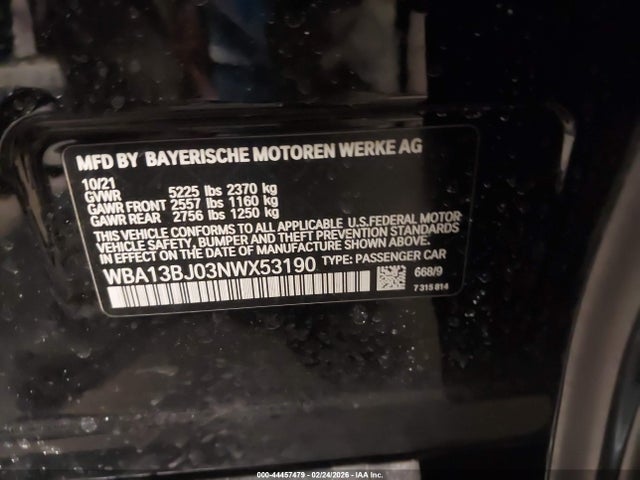 Продажа на аукционе авто 2022 Bmw 530 I Xdrive, vin: WBA13BJ03NWX53190, номер лота: 44457479