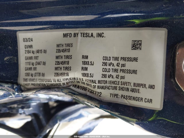 2024 TESLA MODEL 3 5YJ3E1EA1RF732772 Photo 8