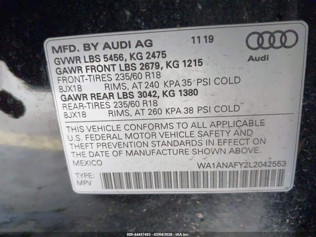 2020 AUDI Q5 WA1ANAFY2L2042553 Photo 8