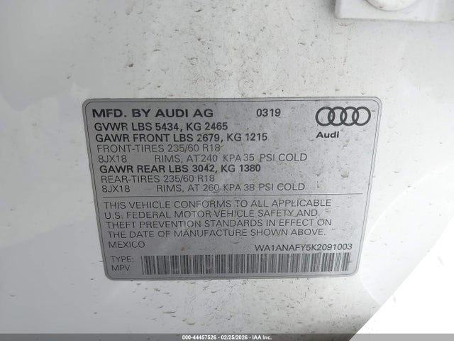 2019 AUDI Q5 WA1ANAFY5K2091003 Photo 8
