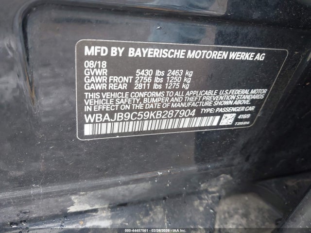 2019 Bmw M550i Xdrive მანქანა იყიდება აუქციონზე, vin: WBAJB9C59KB287904, აუქციონის ნომერი: 44457561