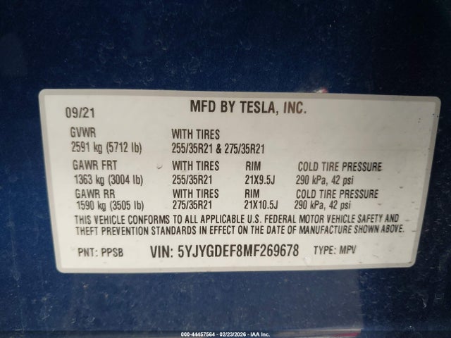 5YJYGDEF8MF269678 Tesla Model Y Performance Dual Motor All-wheel Drive