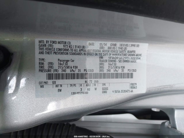 Ford FOCUS SE 2014 1FADP3K29EL322354 Image 9