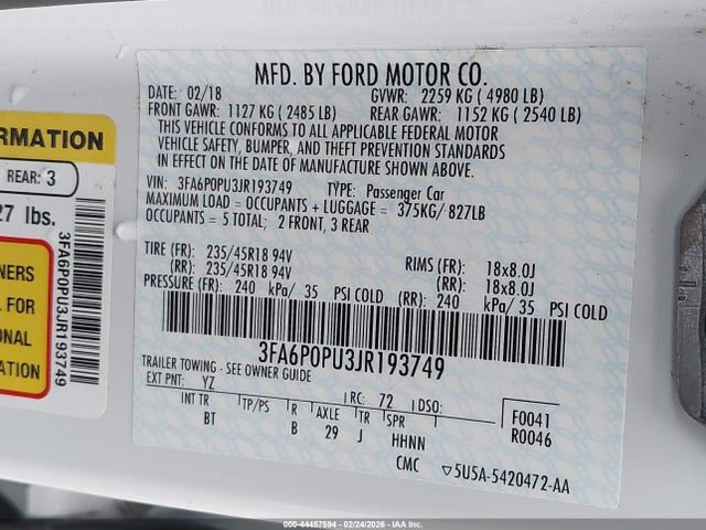 Ford Fusion Energi Se Luxury 2018 3FA6P0PU3JR193749 Image 9