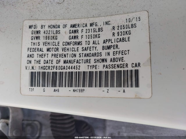 Honda Accord Sport 2016 1HGCR2F60GA044452 Image 9