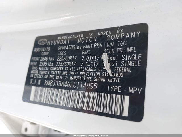 2020 HYUNDAI TUCSON KM8J33A46LU114995 Photo 8