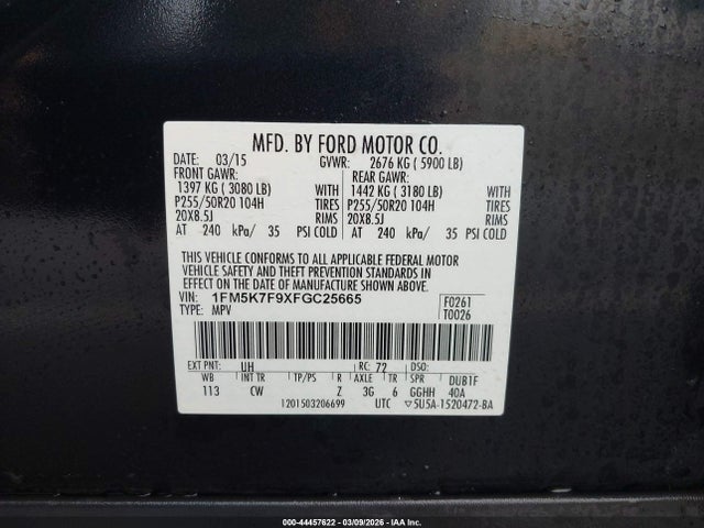 1FM5K7F9XFGC25665 Ford Explorer Limited